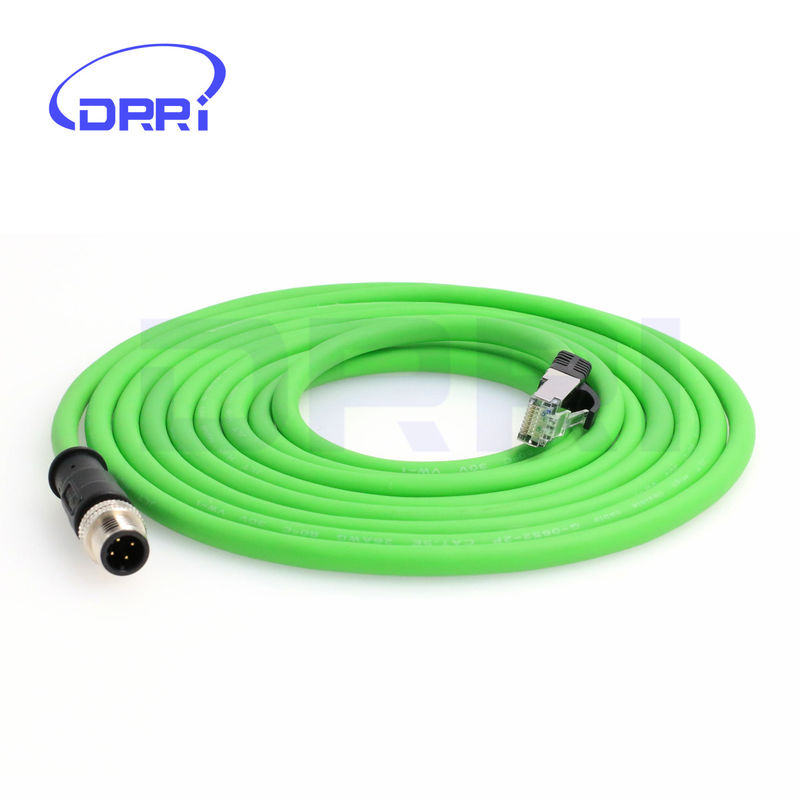 Il maschio di D-codice di M12 4pin ad Ethernet impermeabile RJ45 ha protetto il cavo per le applicazioni industriali di Ethernet